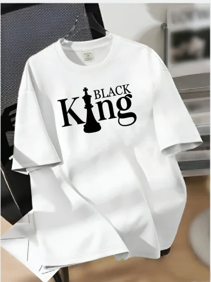Drop Shoulder T-shirt Print (Black King)